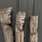 3 wooden folk art totems representing the three wise men, mid-20th century