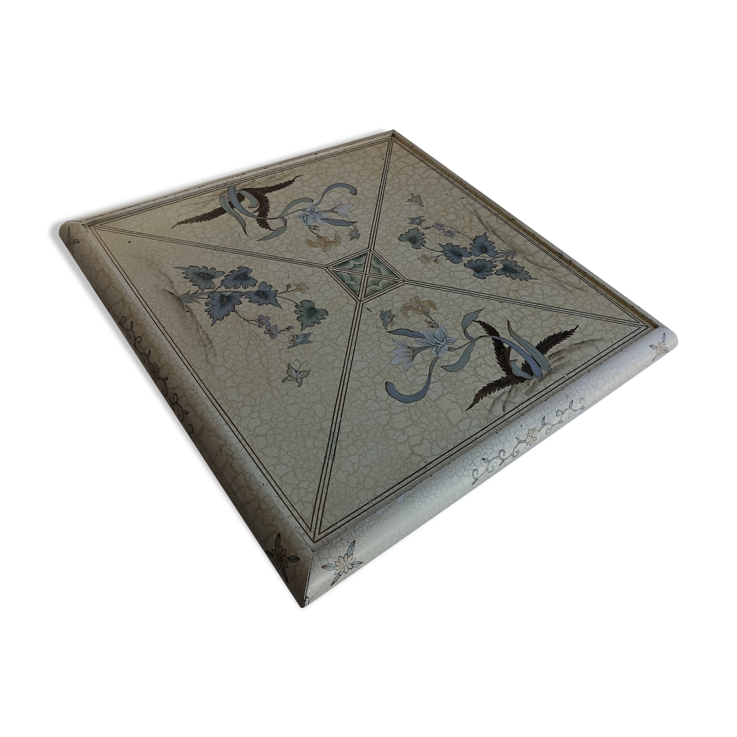 Vintage square coffee table 70s decoration imitation marble