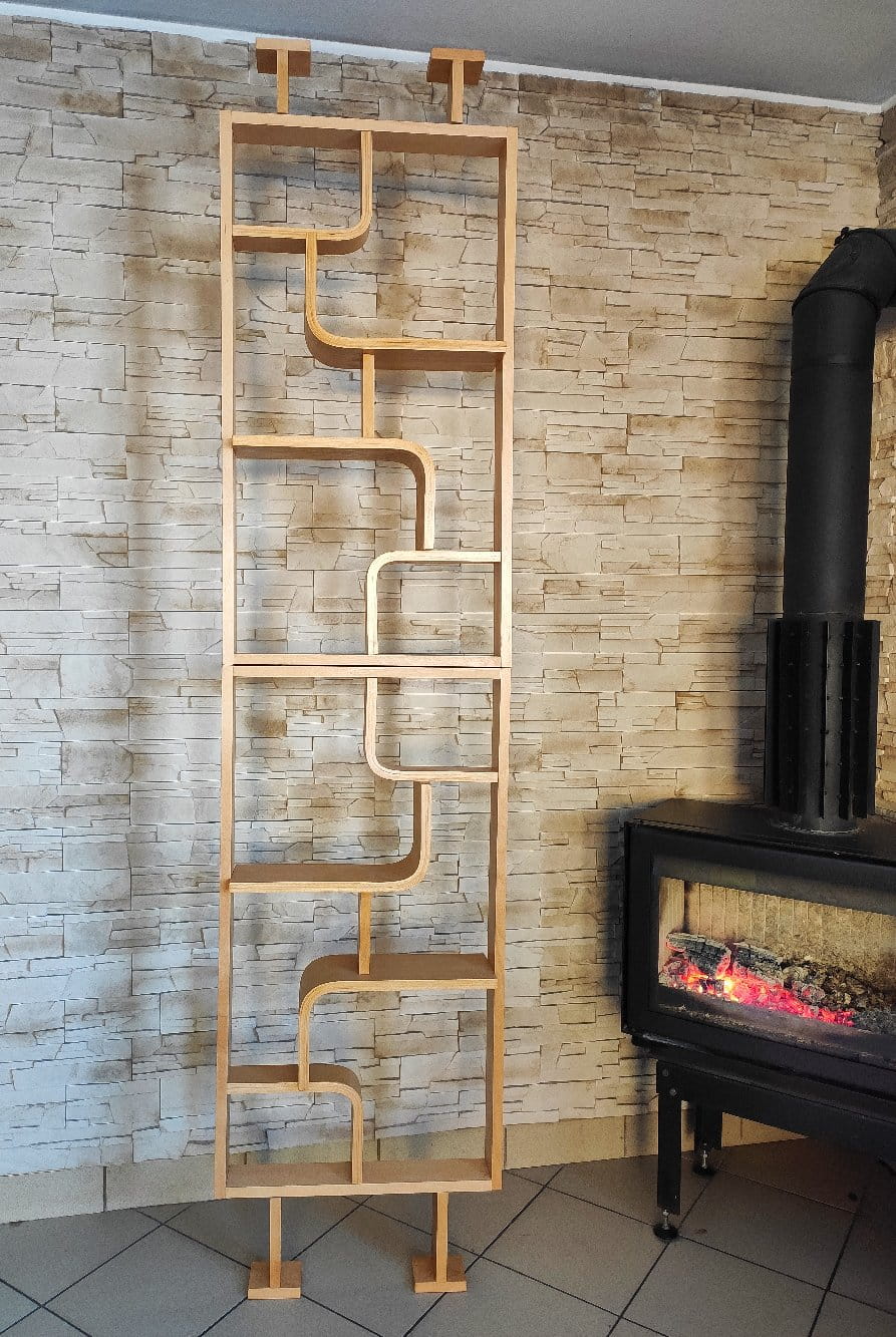 Bent plywood wall, bookcase, flowerbed, Volak by Holesov, 1960s Czechoslovakia