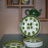 Service plate ceramic shells Orchies Moulin des Loups X11 and a large dish, oyster plate