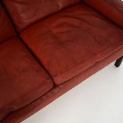 Red leather sofa, Scandinavian design, 1960s, designer: Fredrik Kayser, production: Vatne Møbler