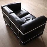 Vintage Cassina LC2 two seater sofa by Charlotte Perriand and Le Corbusier