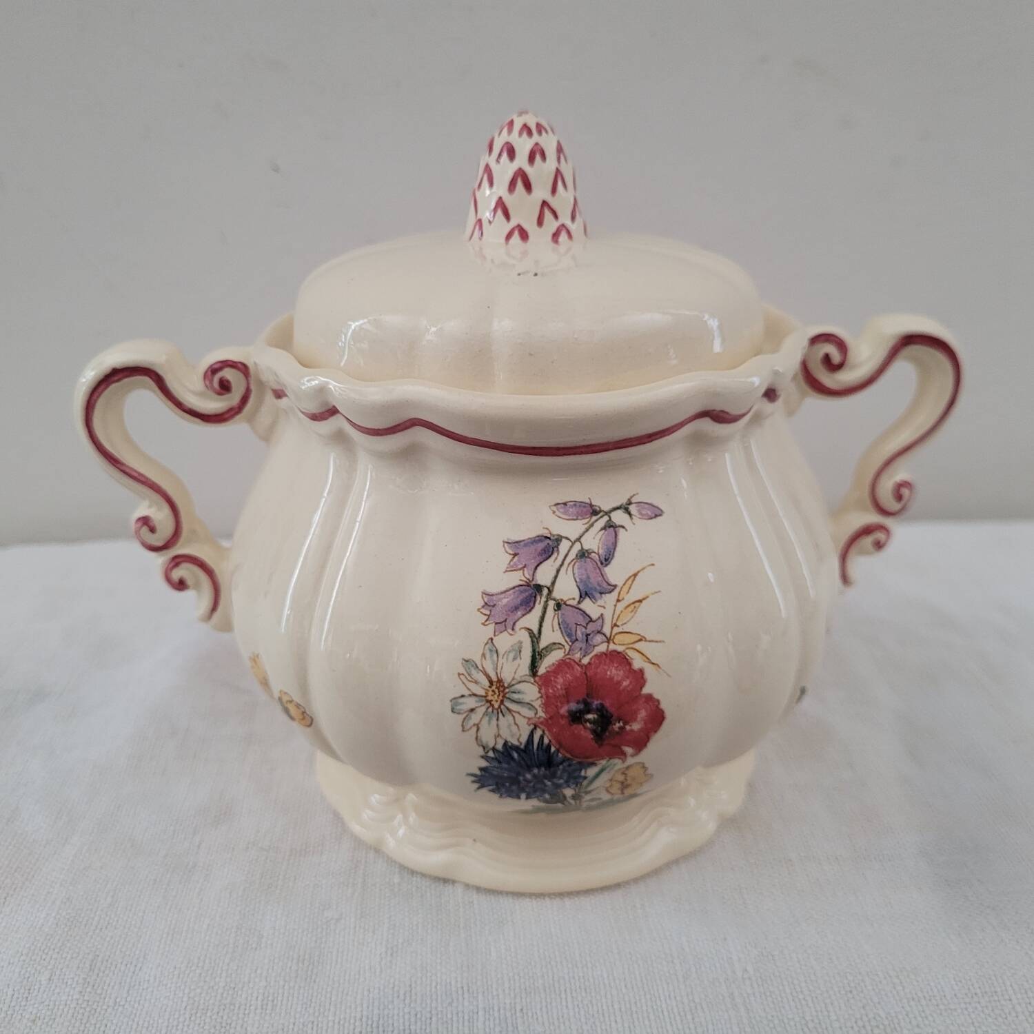 Rustic Sugar Bowl Digoin Sarreguemines 1930