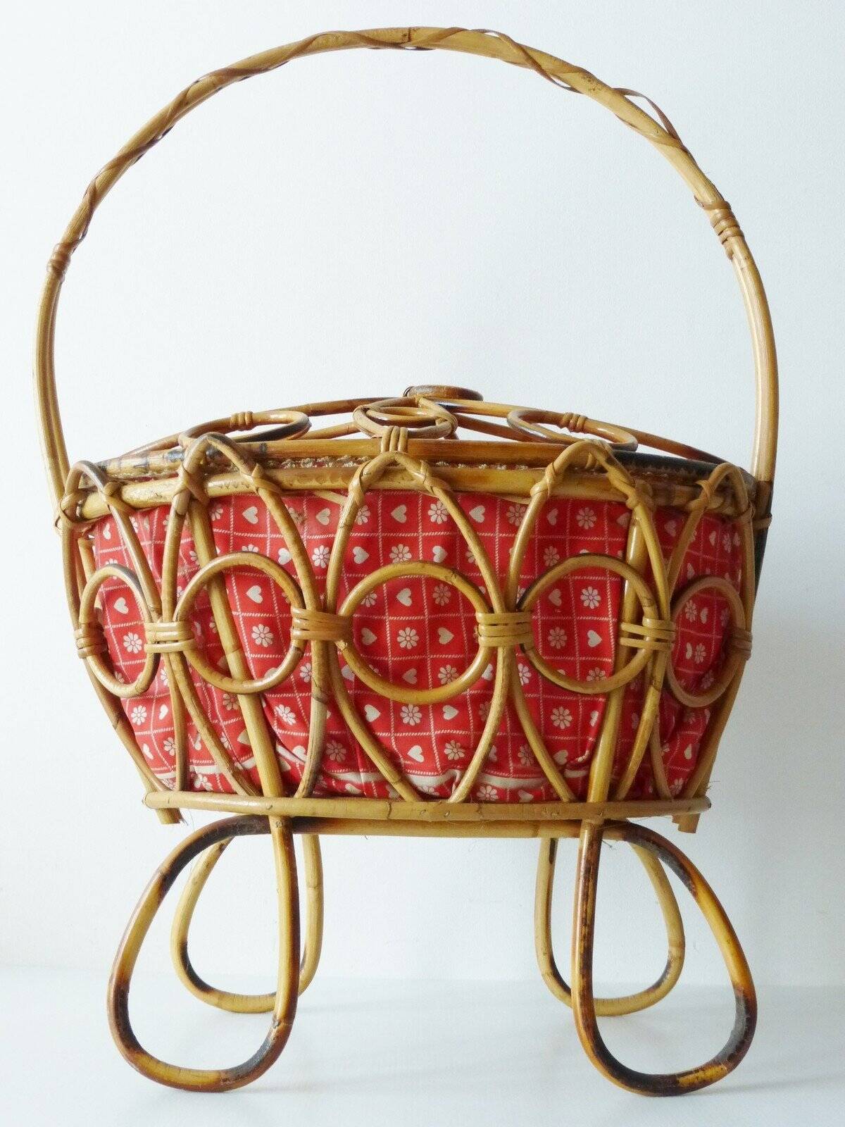 Adorable Italian worker vintage bamboo rattan 1950s