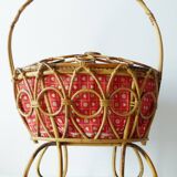 Adorable Italian worker vintage bamboo rattan 1950s