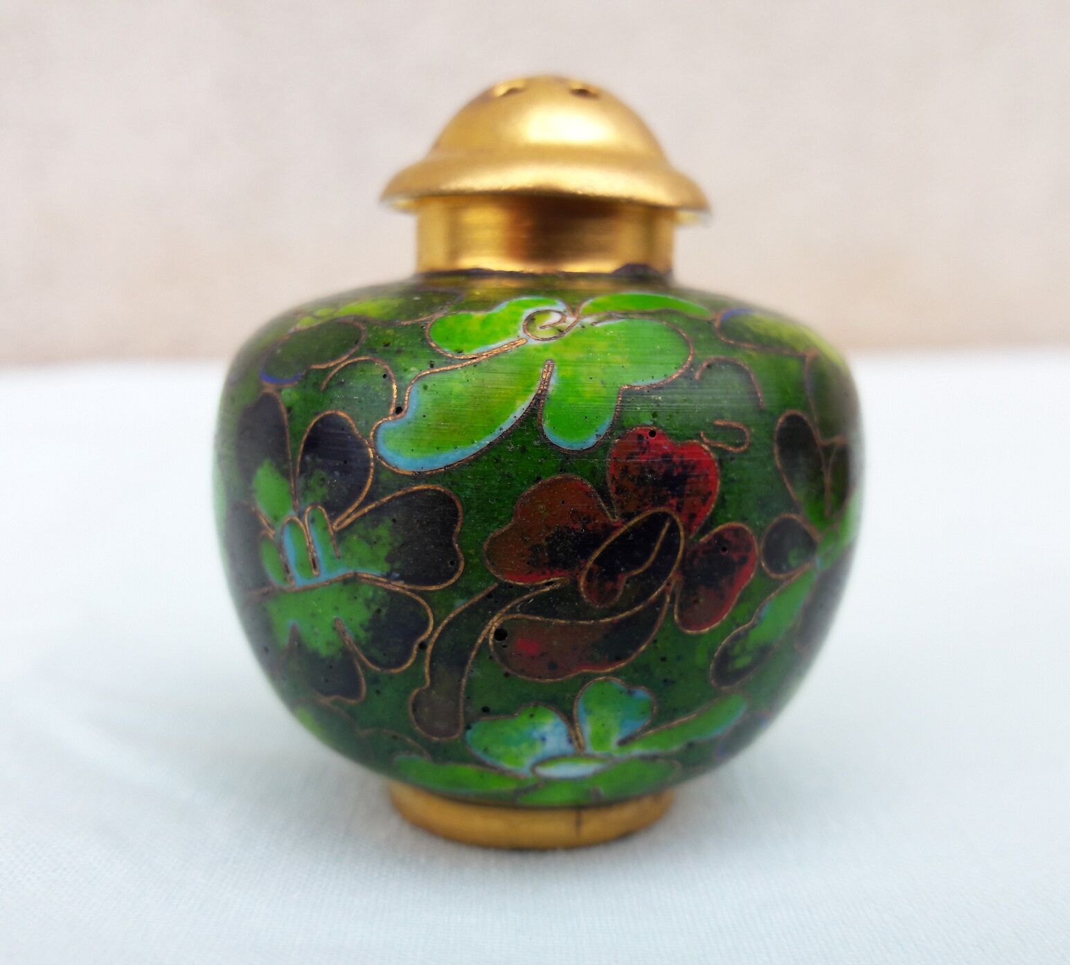 Salt and pepper shaker in partitioned enamels