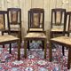 Series of 6 Art Deco chairs in mahogany and leather from the 1930s