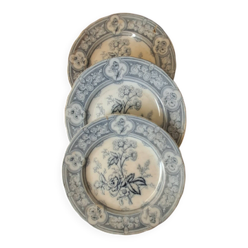 Assiettes en faïence anglaise. 19ème.  Grosvenor China