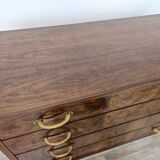 Art Decò chest of drawers in walnut burl with four drawers
