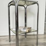 Old vintage smoked glass side table / end table