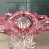 Coupe à fruit en verre soufflé rose