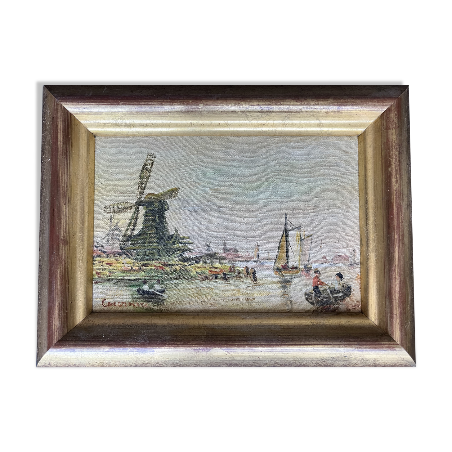 Painting: oil on canvas - lake edge of the mills