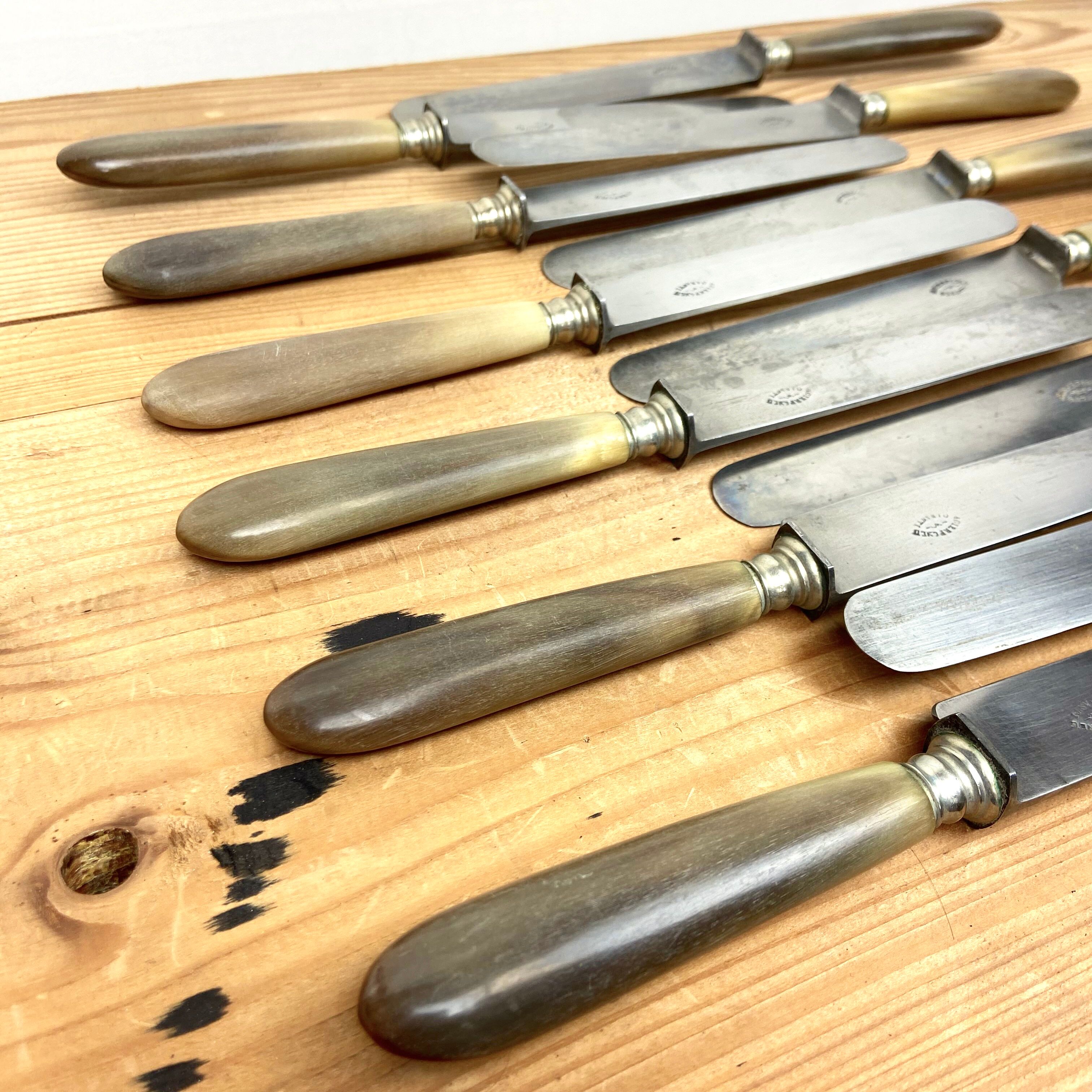 Service Of 12 Table Knives - Blonde Horn Handle