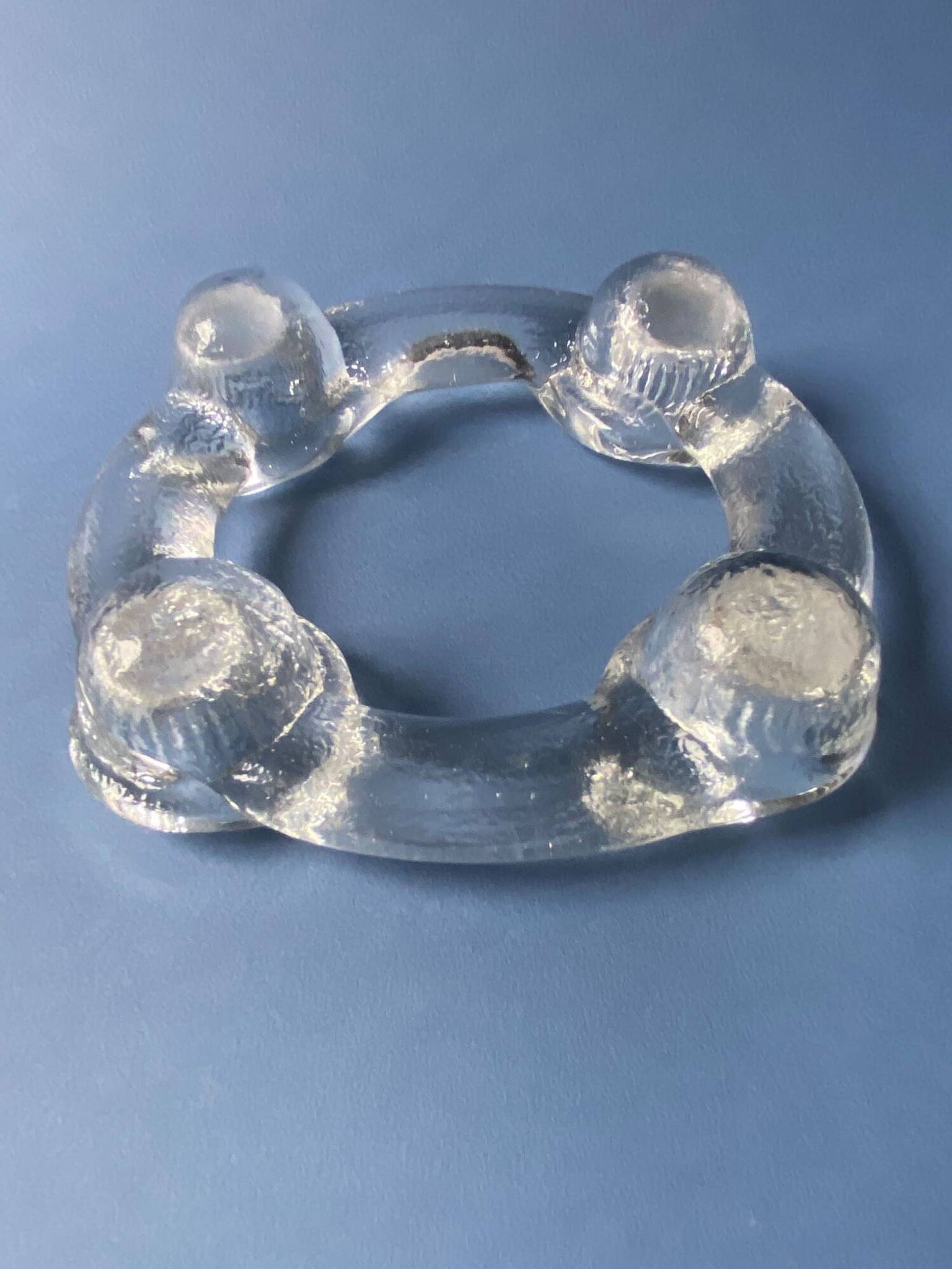 Pukeberg Scandinavian vintage glass candle holder from the 70s