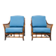 Pair of vintage armchairs in bamboo and Vienna straw 1960s modernism
