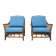 Pair of vintage armchairs in bamboo and Vienna straw 1960s modernism