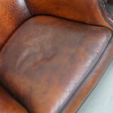Vintage Dutch Cognac Colored Leather Club Chair, Set of 2