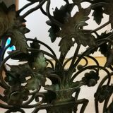 Console and mirror set - wrought iron and marble - 30s