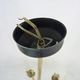 Old 5-branch chandelier, brass and glass tulips, vintage light fixture