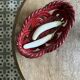 Vintage red ceramic basket