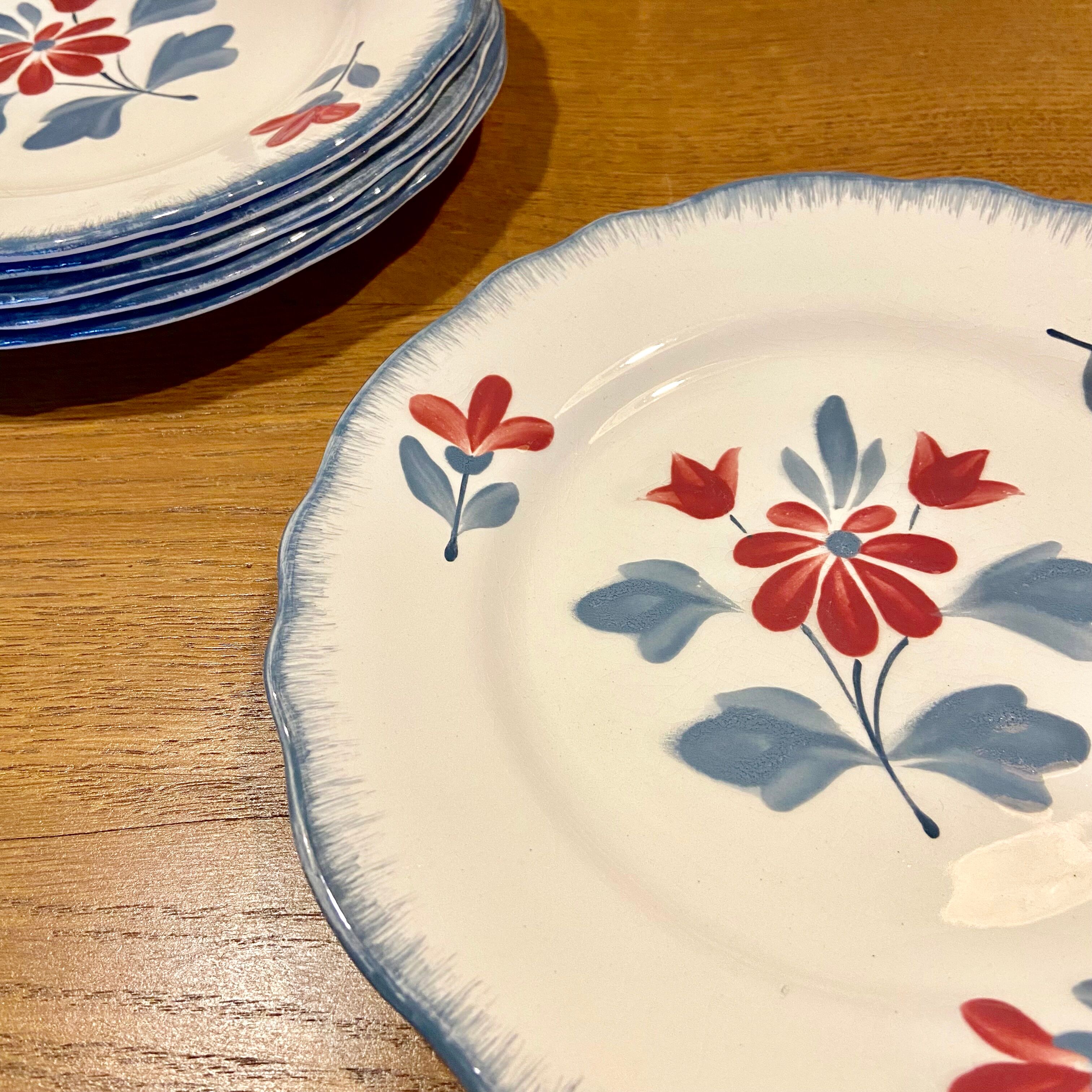 6 faience dessert plates Manufacture de Salins