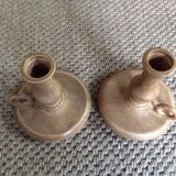 Pair of stoneware candle holders