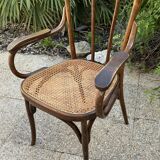 Baumann curved caned wood armchair, 1900