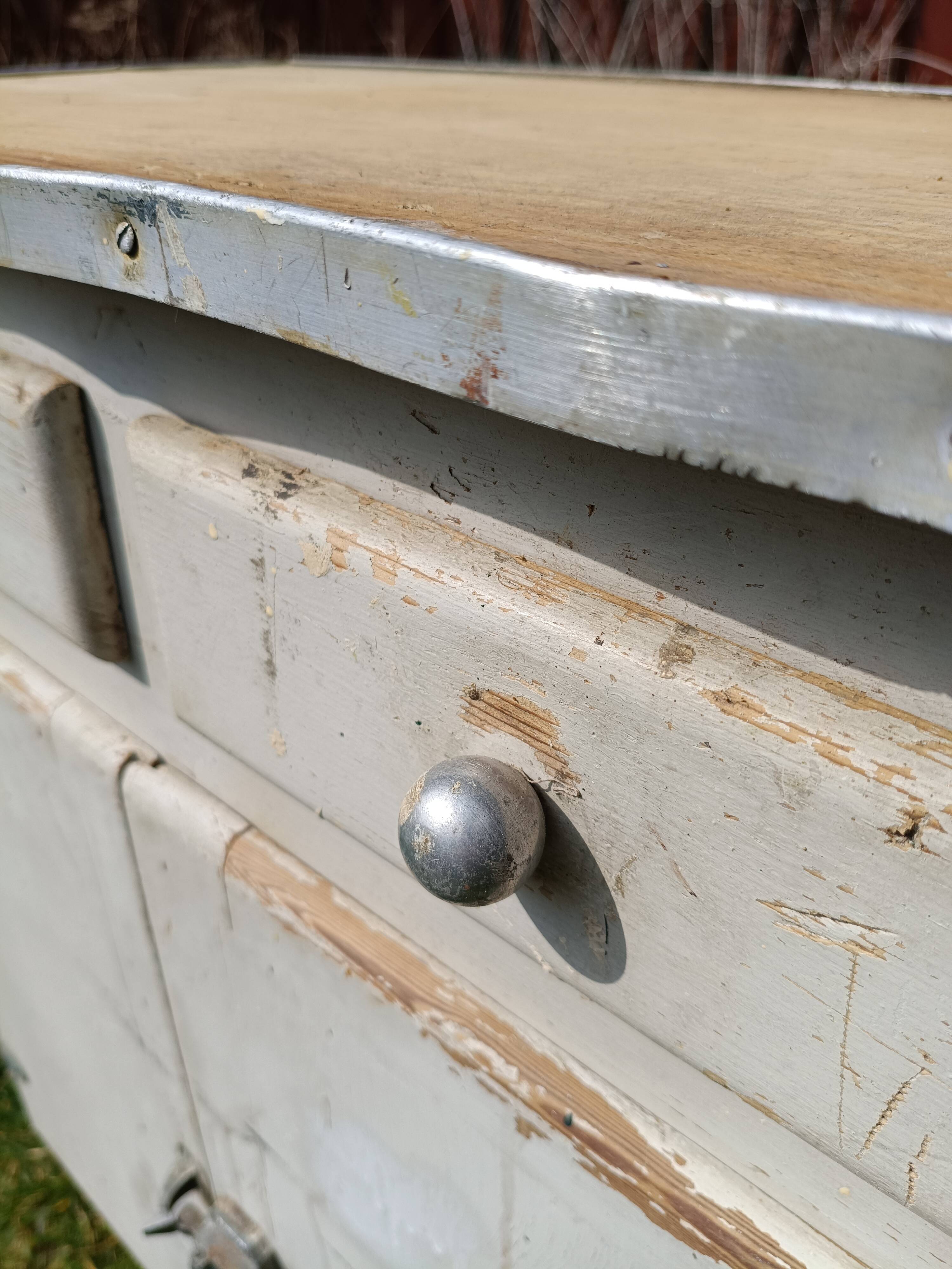 Old workshop furniture from an old hardware store.