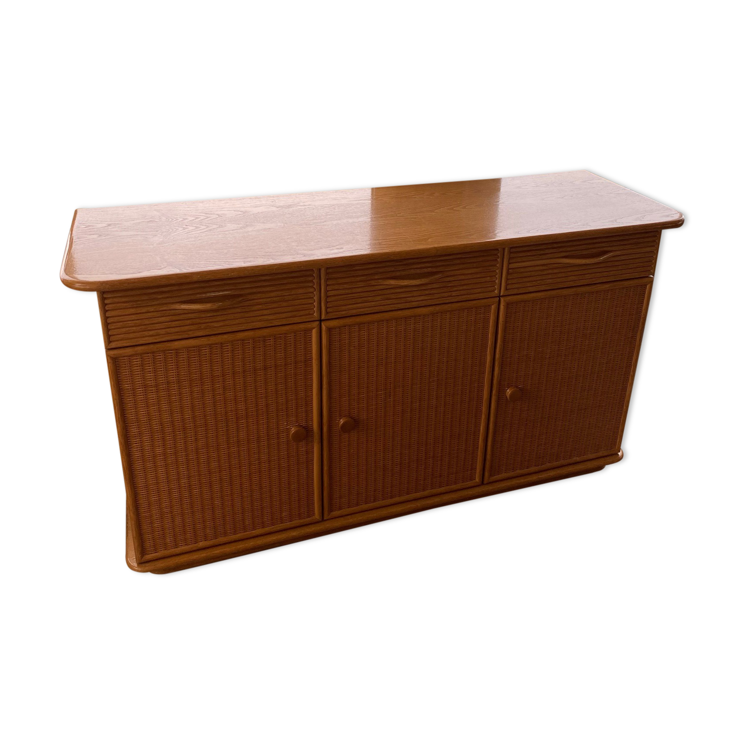 Enfilade en frêne et rotin