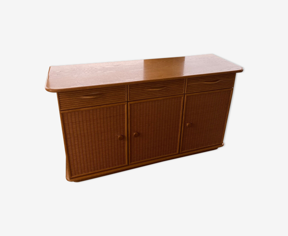 Enfilade en frêne et rotin