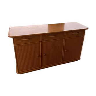 Enfilade en frêne et rotin