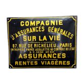 Plaque émaillée compagnie assurance vintage