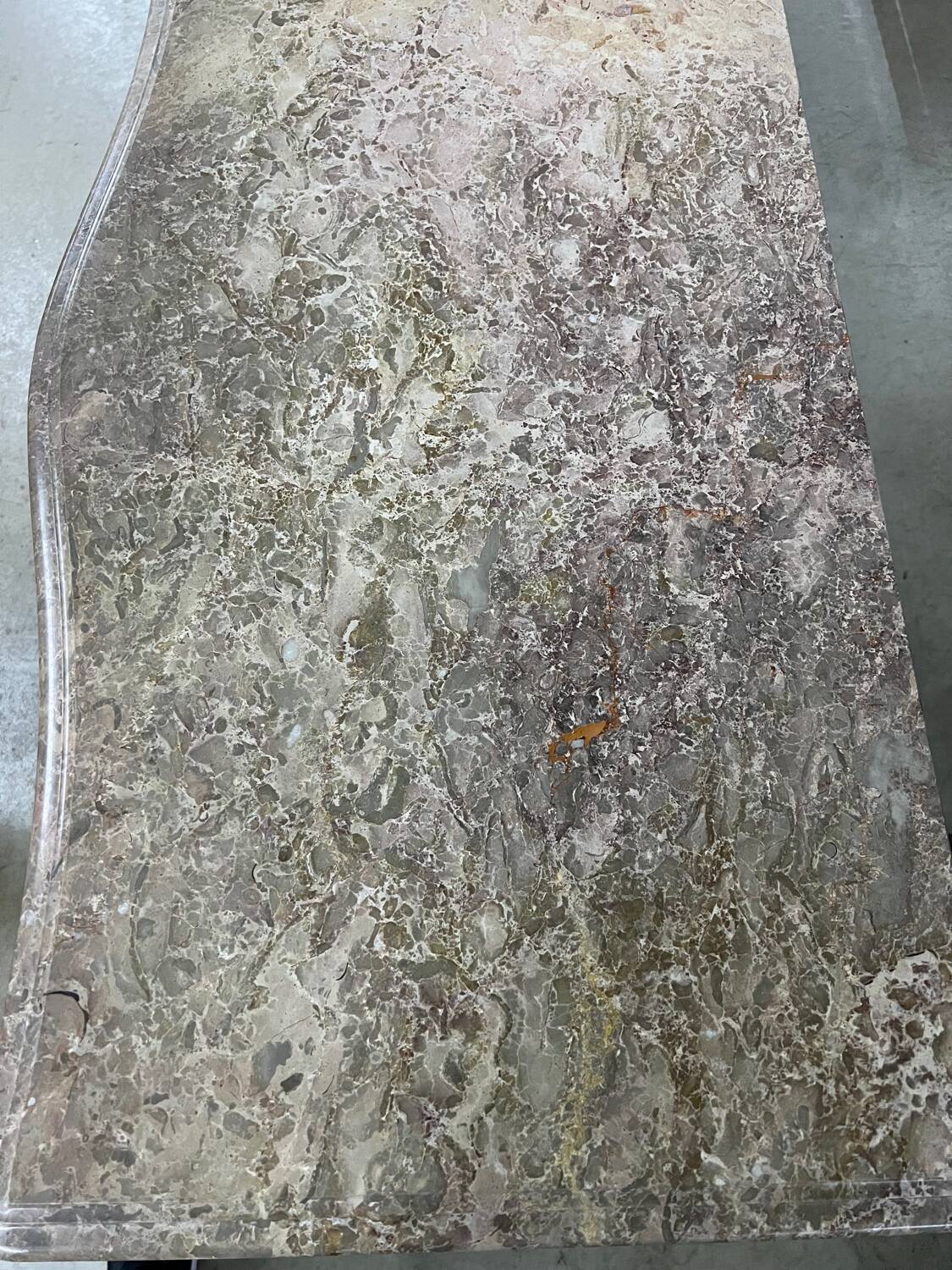 Louis XV style tomb chest of drawers in marquetry and marble