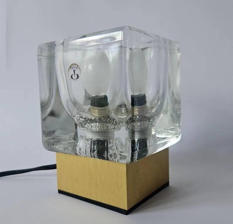 Midcentury Rare Ice Cube Glass Table Lamp, Peill & Putzler, Germany, 1970s