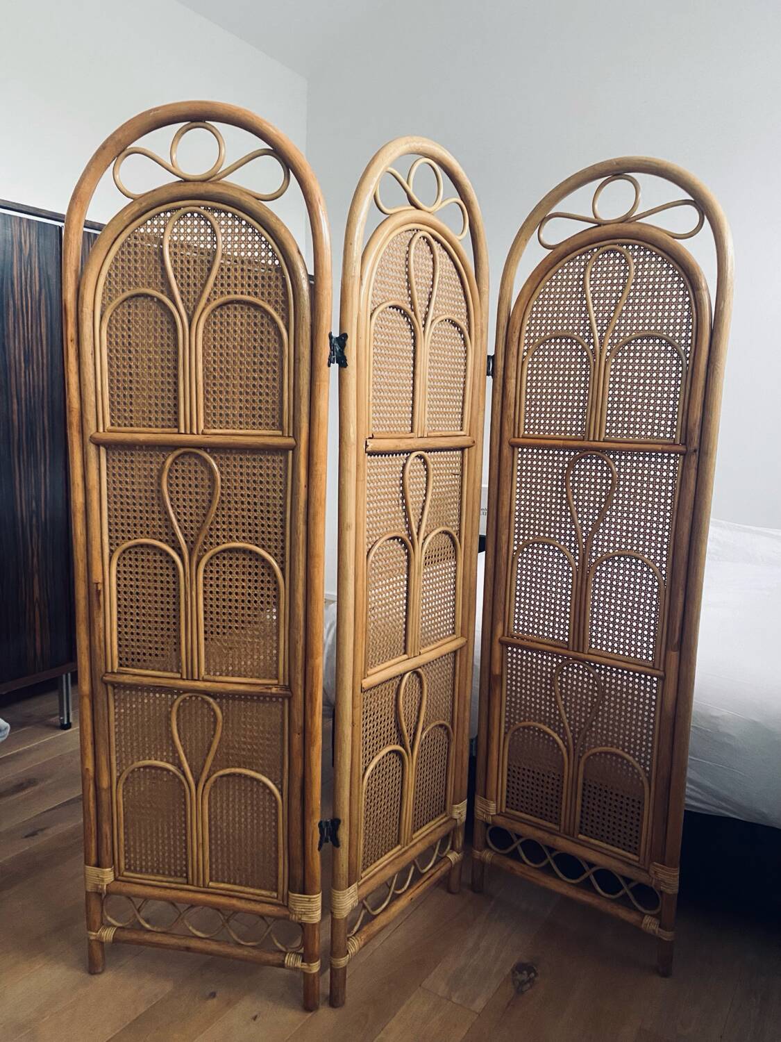 Vintage Italian rattan and bamboo room divider