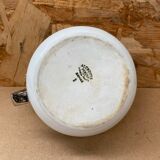 Antique aluminite teapot frugier white & silver ceramic vintage