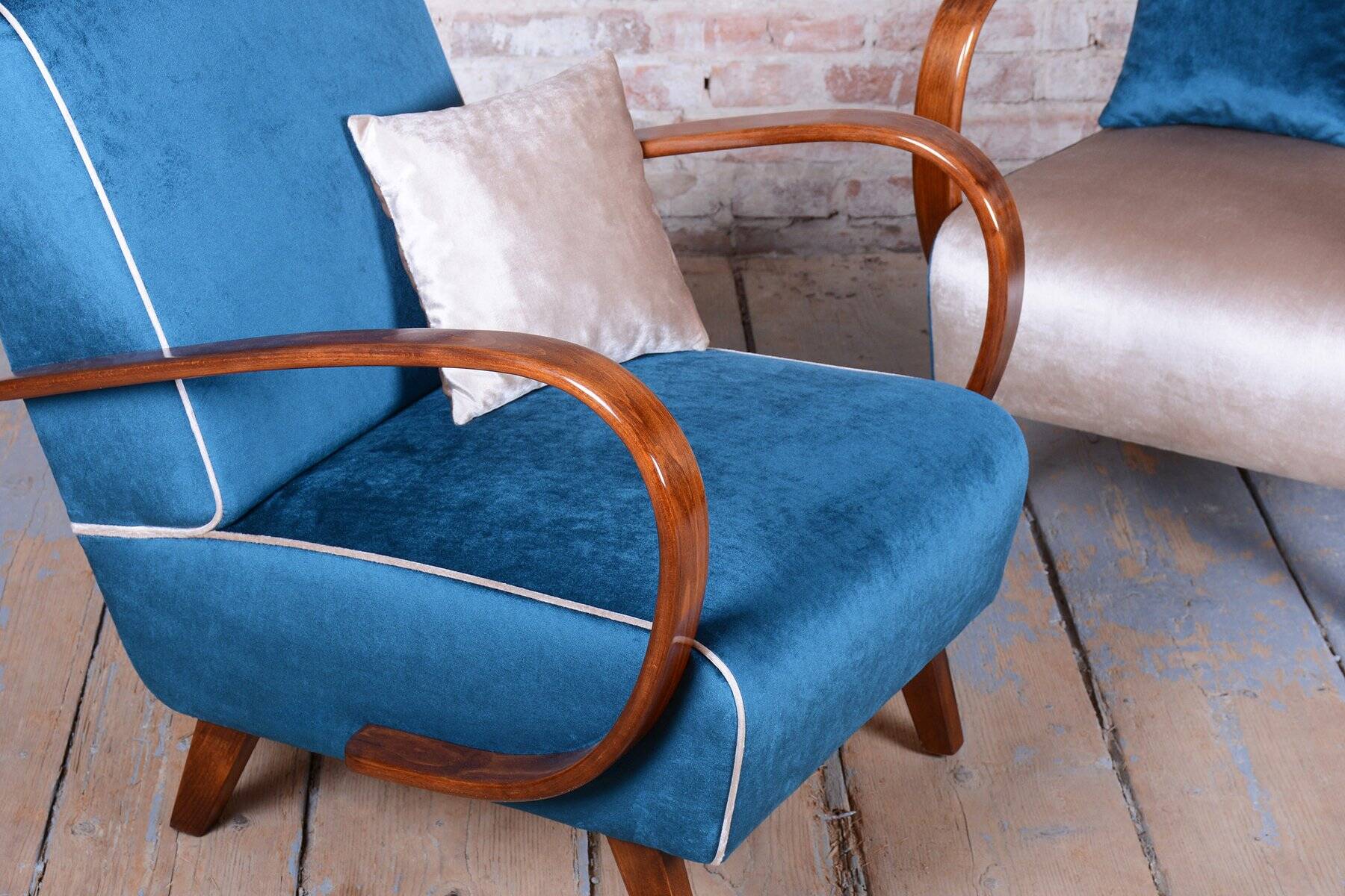 Art Deco Armchairs attributed to J. Halabala for Up Závody, Czech, 1940s, Set of 2