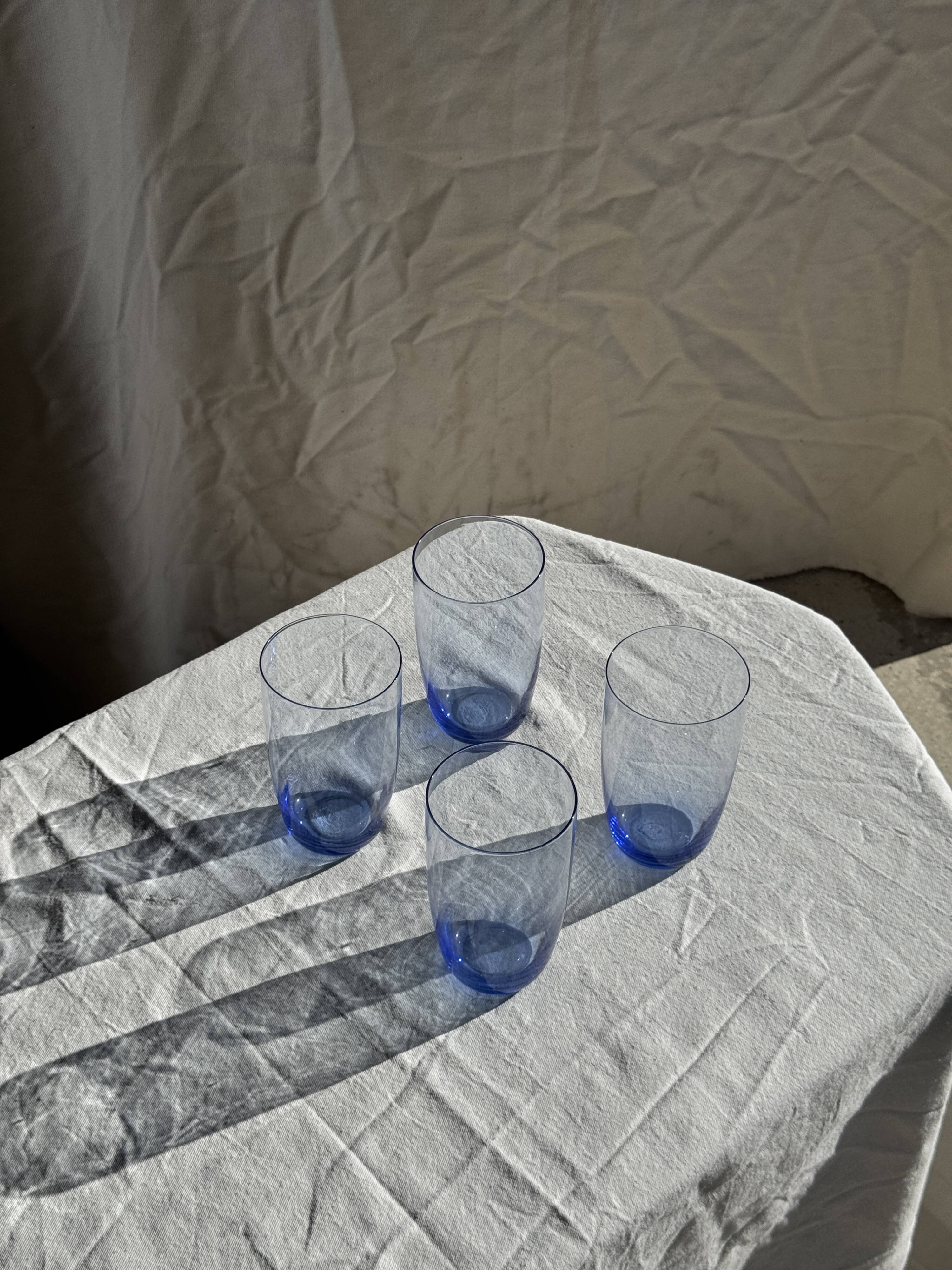 Set of 4 blue orangeade glasses H14