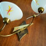 Pair of glass and brass wall light 50/60