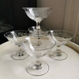 5 vintage hand-engraved champagne bowls