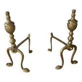 Pair of Victorian brass andirons, 19th century