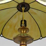 Floor lamp in gilded carved wood and pearly glass lampshade, Art Deco, France, Circa 1920