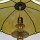 Lampadaire en bois sculpté doré et abat-jour en verre nacré, Art Déco, France, Circa 1920