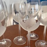 Set of 6 vintage crystal wine glasses - empoli tulip frosted stemware