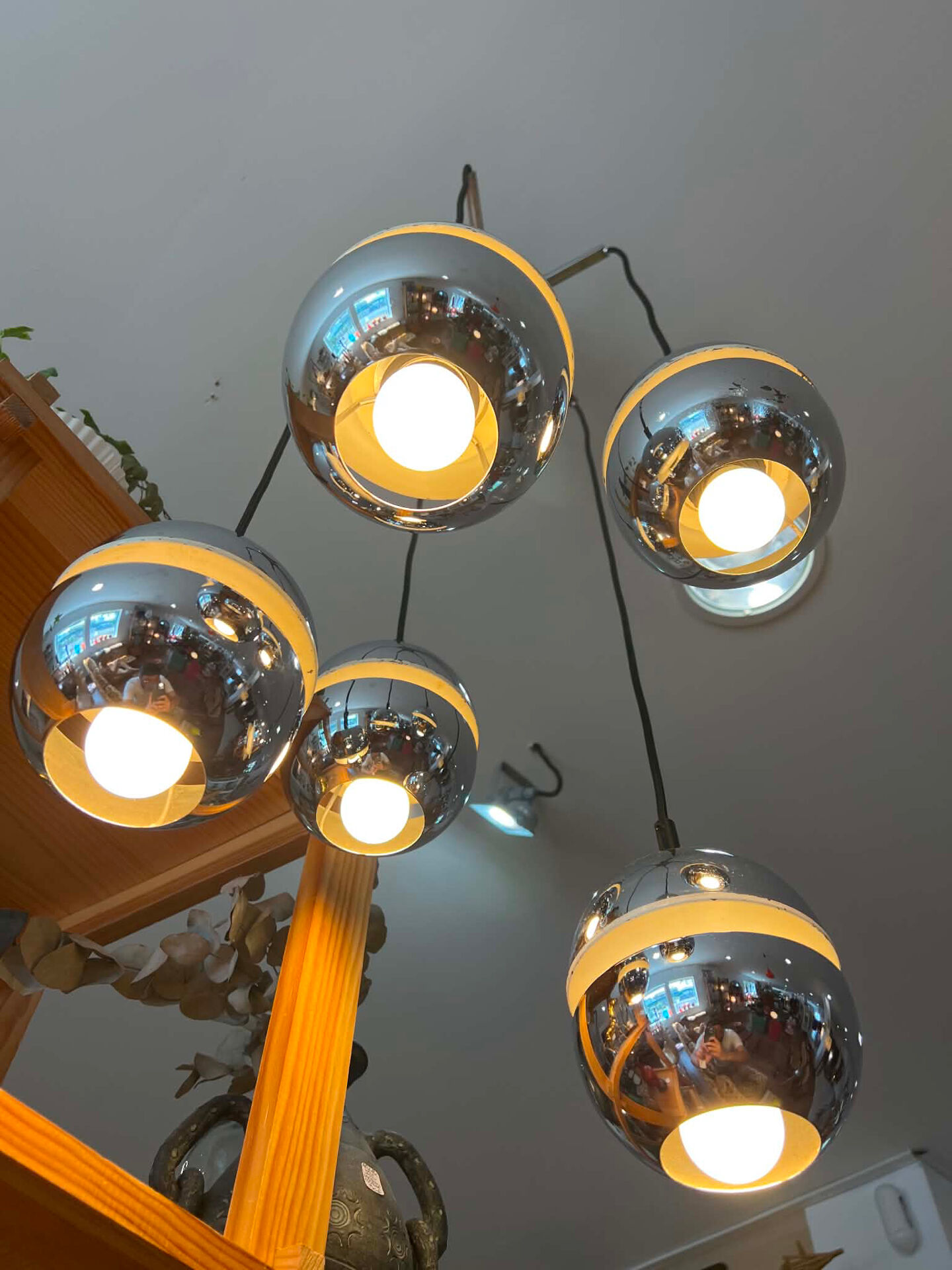 Suspension Space Age 5 openwork lights, 1970s, adjustable