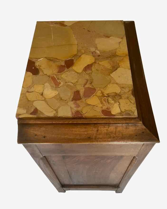 Wooden bedside table and art nouveau marble