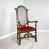 Armchair with Rattan Backrest, 1950s