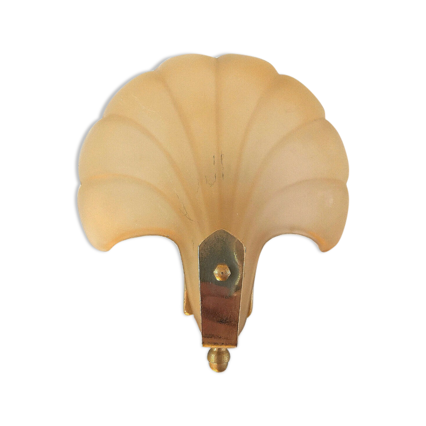 Wall lamp shell glass and brass design 70s