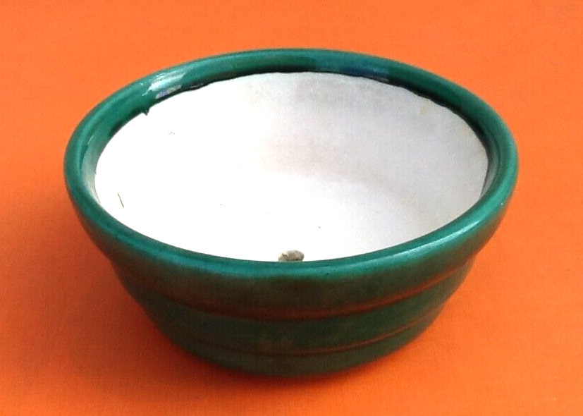 Céramique vernissée cache-pot vert années 1950