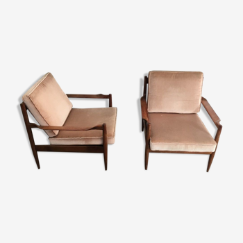 Pair of wooden armchairs